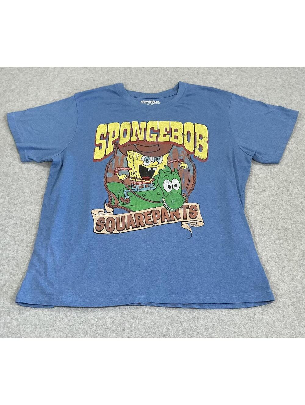 Nickelodeon SpongeBob SquarePants Cowboy‎ Graphic Tee Youth XL Blue